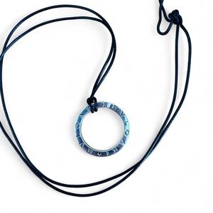 Bvlgari sterling silver key ring pendant necklace on leather cord stamped 925